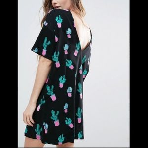Asos T-Shirt Dress with Cactus Print and V Back